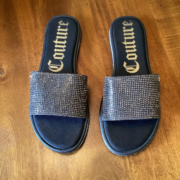 Juicy Couture Embellished Studded Bejeweled Slide Sandals, Size 9 NEW - Picture 1 of 7